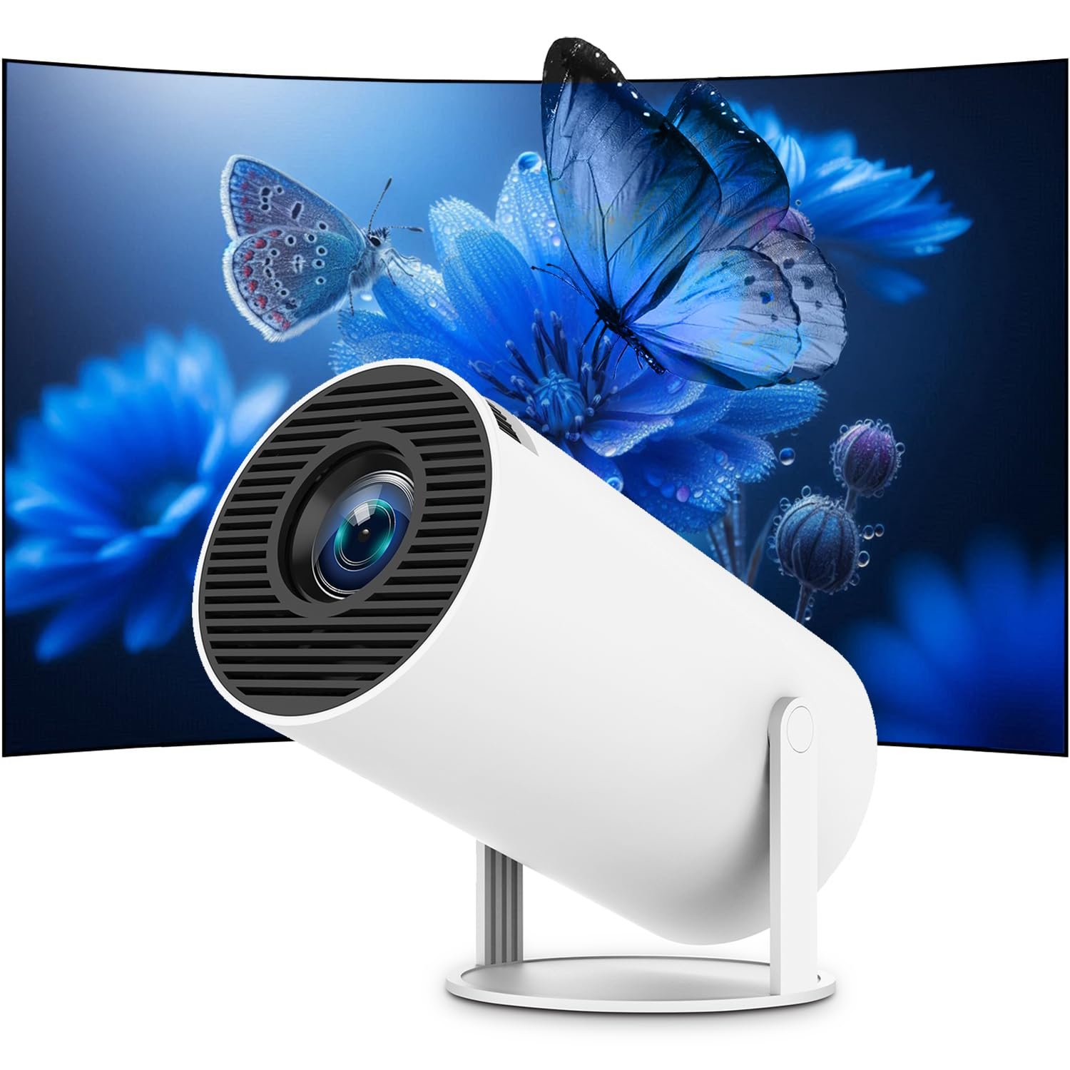 Mini Portable Projector 4K WiFi 6 BT 5.2 Upgraded Portable Projector Full HD Supported for Phone /PC /TV /HDMI /PS5 /Laptop Auto Keystone Home Theater 180° Rotation [Built-in App] White - Product Image