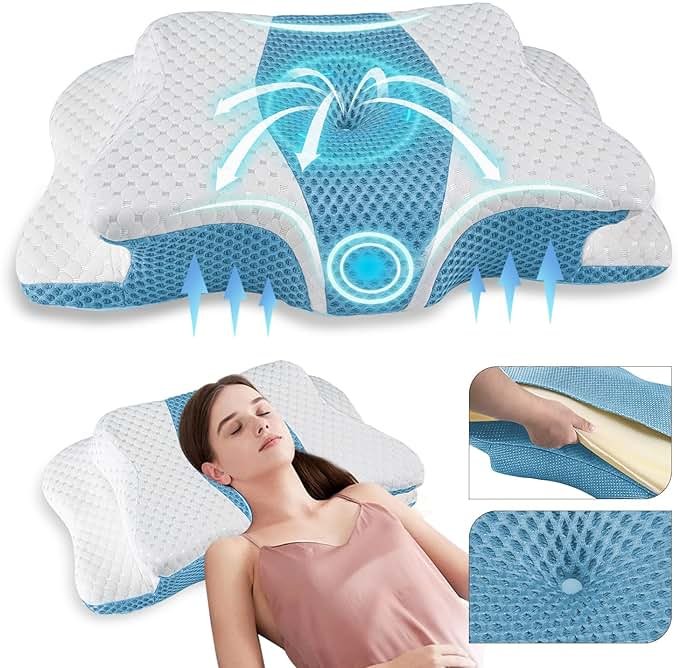 Pain Relief Cervical Pillow for Neck Support,Adjustable Ergonomic Pillow Cozy Sleeping,Odorless Orthopedic Memory Foam Pillows,Contour Bed Pillow for Side Back Stomach Sleeper - Product Image