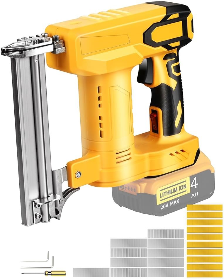 18 Gauge Brad Nailer/Narrow Crown Stapler Compatible with Dewalt 20V MAX Battery(NO Battery) 2 in 1 Cordless Nail Gun with 1000 Nails and 1000 Staples for Home Improvement, DIY and Woodworking - Product Image