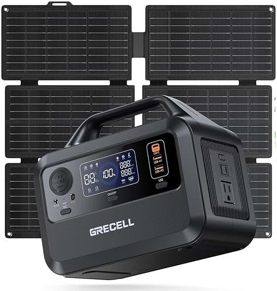 GRECELL 330W Portable Power Station with 100W Solar Panel, 288.6Wh Portable Power Station 330W Solar Generator AC Outlets, Backup for Outdoor Camping, Trip, Power Outage - Product Image