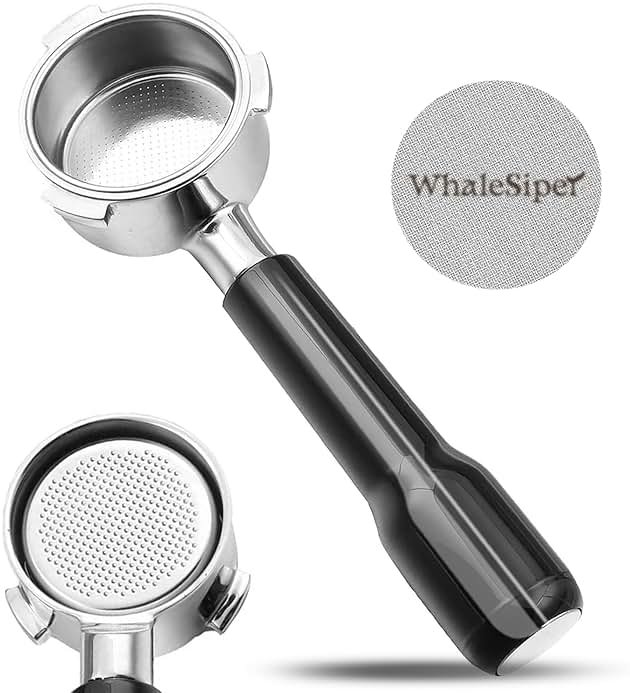 WhaleSiper Bottomless Portafilter 54mm Compatible with Breville BES870/880 & Solis etc., 3-Ear Stainless Head - Product Image