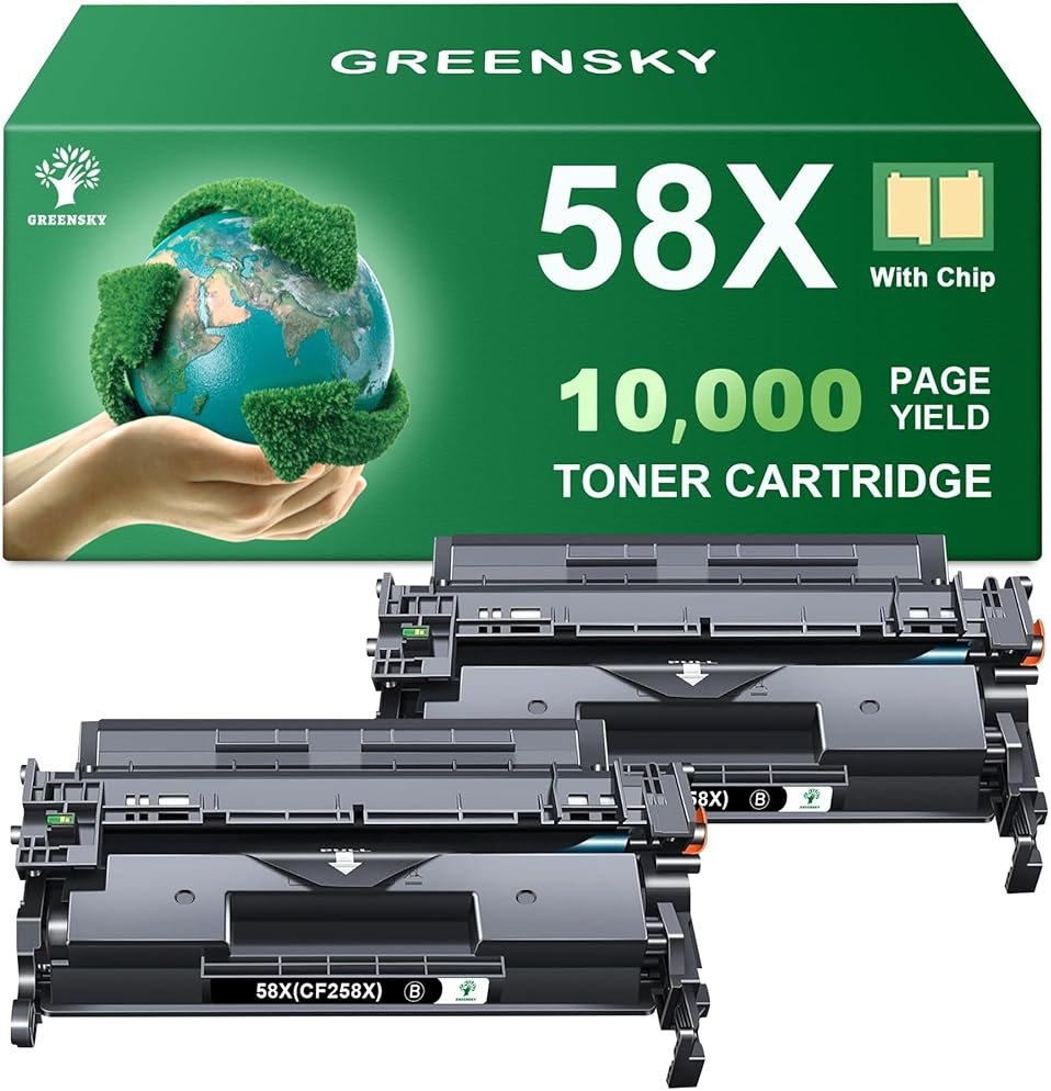 GREENSKY Compatible 58X Toner Cartridge Black (with Chip) Replacement for HP 58X CF258X 58A CF258A Toner Cartridge High Yield for LaserJet Pro MFP M428fdw M404n M428fdn M404dn Printer (2 Black) - Product Image