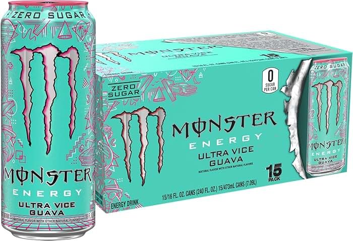 Monster Energy Ultra Vice Guava, Sugar Free Energy Drink, 16 Ounce (Pack of 15) | Pack of 15 - Product Image