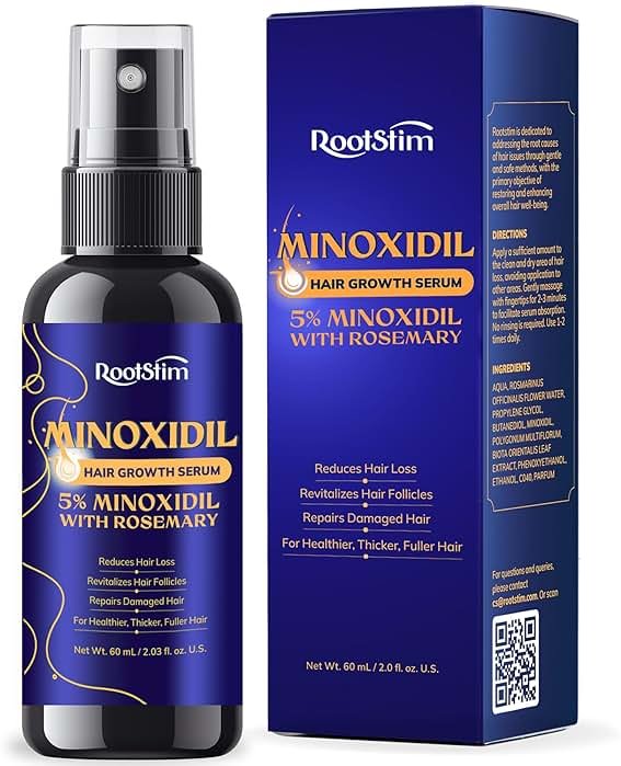 5% Minoxidil Hair Growth for Men and Women: Extra Strength Minoxidil Hair Loss Treatment Serum with Rosemary for Faster Stronger Thicker Hair Growth 60ML - Product Image