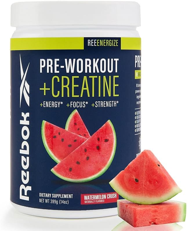 Reebok REEenergize Pre-Workout Creatine Powder | 3g Creatine Monohydrate, 200mg Natural Caffeine | Clean Energy for Strength, Focus & Pump | Informed Sport Certified | 25 Servings | Watermelon Crush - Product Image