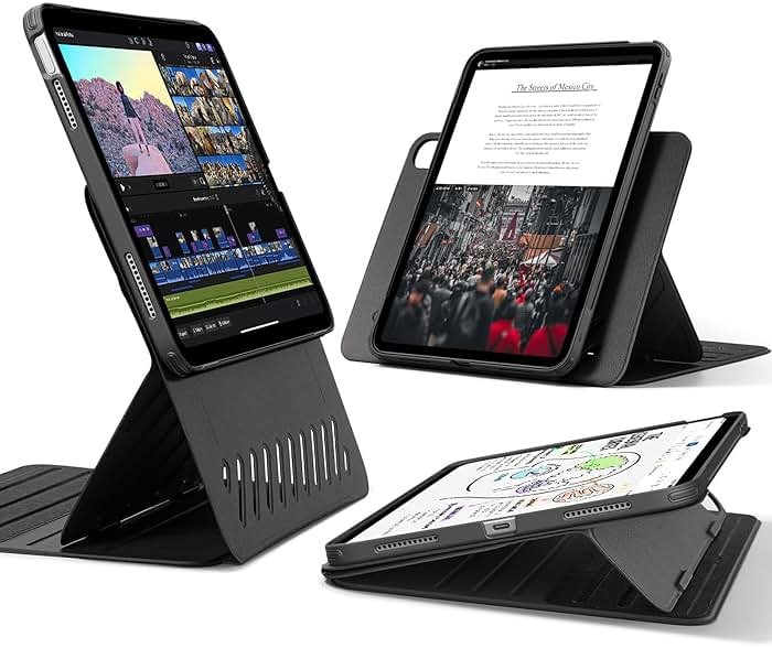 ESR for iPad A16 Case, iPad 11th/10th Generation Case (2025/2022), Removable Magnetic Cover with Pencil Charging & Storage, Adjustable Portrait/Landscape Stand, 9 Standing Angles, Shift Series, Black - Product Image