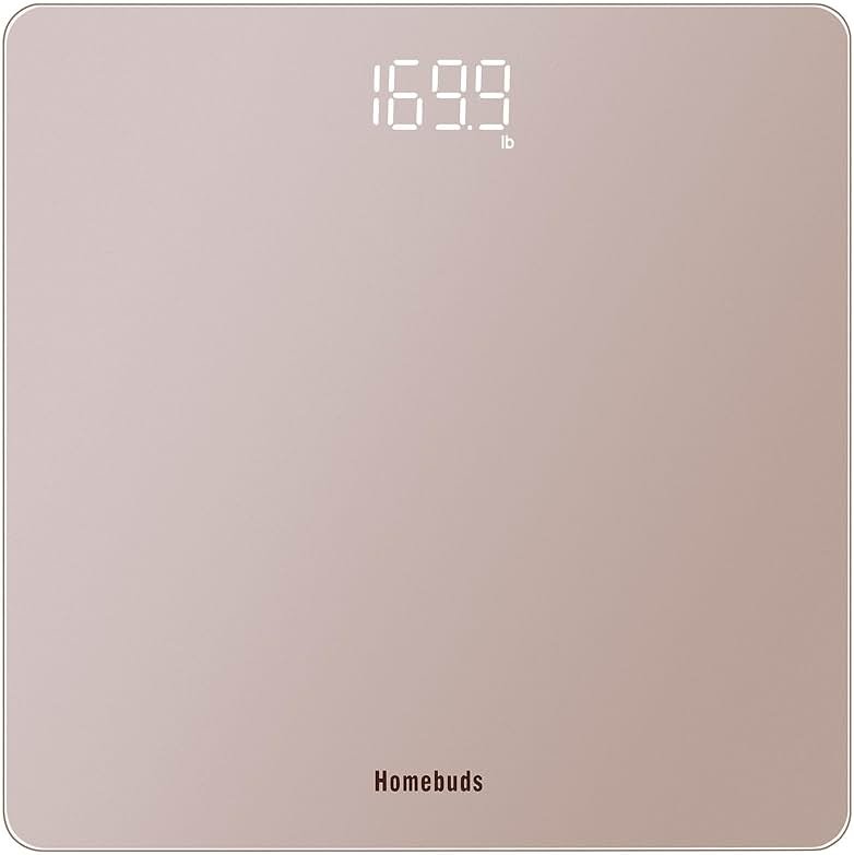 Homebuds Bathroom Scale for Body Weight, Precision 0.1lb by Our Professional Factory Since 2001, Weight Scale Step-On and White LED for Easy to View, 3*AAA Included, 400lb/182kg, Rose Gold - Product Image