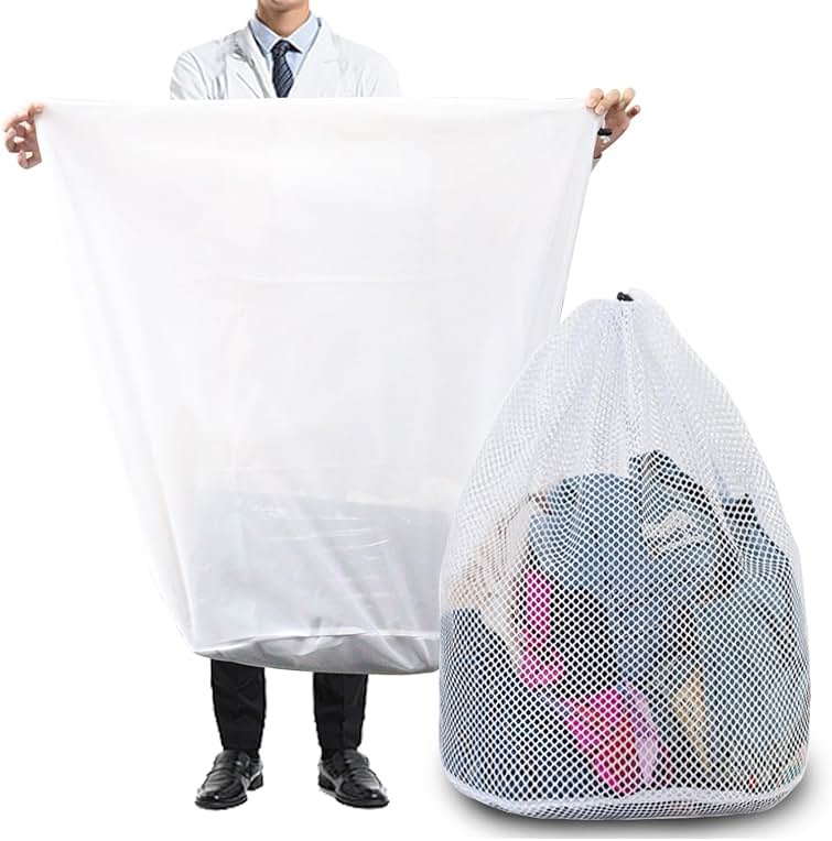 RUIQINQI Extra Large Mesh Laundry Bags Washing Bag 2Pack Delicates Bag and Pull net style Laundry Bag Jumbo for Washing Machine Large Mesh Bags for Blankets, Bedding, Coats, Toys (2PCS-XXXL) - Product Image