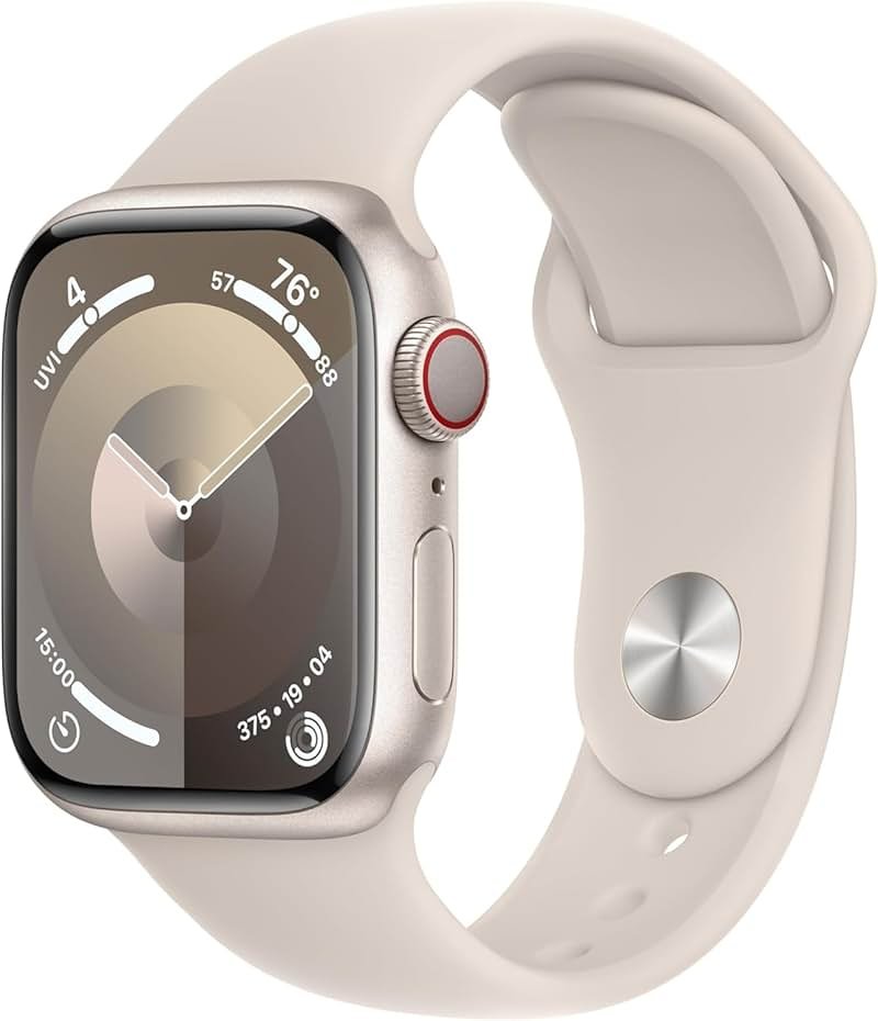 Apple Watch Series 9 [GPS 41mm] Starlight Aluminum Case with Starlight Sport Band M/L (Renewed Premium) - Product Image