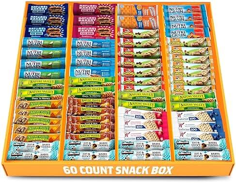 Granola Bars Bulk Variety Pack - Healthy Granola Bars Variety Snack Box for Office Snacks & Healthy Breakfast Bars - Snacks Variety Pack for Adults and Kids (60 Count) - Product Image