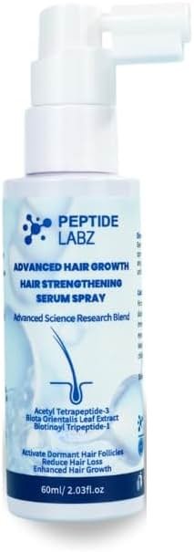 Peptide Hair Growth Serum Spray with Acetyl Tetrapeptide-3, Biotinoyl Tripeptide-1, Caffeine and Licorice Root Extract - Product Image