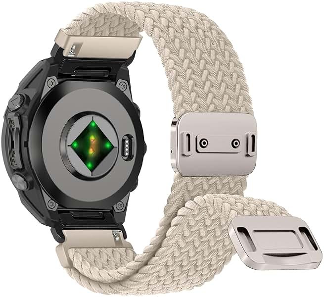 RosMank 20mm Quickfit Braided Watch Band Compatible with Garmin Fenix 8 AMOLED 43mm/7S Pro/7S/6S Pro/6S/5S/5S Plus, Nylon Woven Replacement Strap for Approach S70 42mm/Instinct E 40mm/Descent Mk3s - Product Image