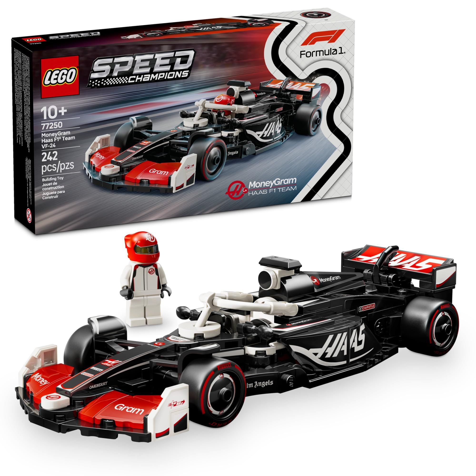 LEGO Speed Champions MoneyGram Haas F1 Team VF-24 Race Car Toy - Building Set for Kids, Boys & Girls, Ages 10+ - Toy Car for F1 Fans - Gift Idea for Birthday - 77250 - Product Image