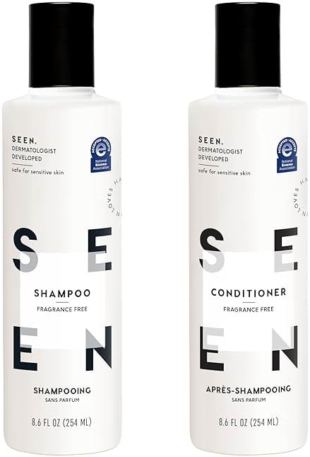 SEEN Shampoo & Conditioner Bundle, Fragrance-Free - Non-Comedogenic Hair Care Set, Dermatologist-Developed, Safe for Sensitive, Eczema & Acne-Prone Skin - Product Image