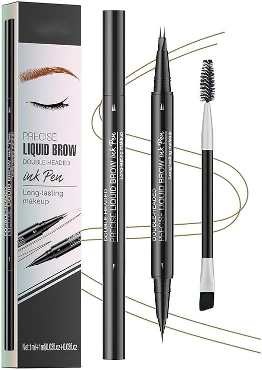 Microblading Eyebrow Pencil,2-in-1 Dual-Ended Eyebrow Pen with 2 Tip brow pen and Precise Brush-Tip,Brow Pen for Natural Waterproof and Long-Lasting Brows (Brown) - Product Image