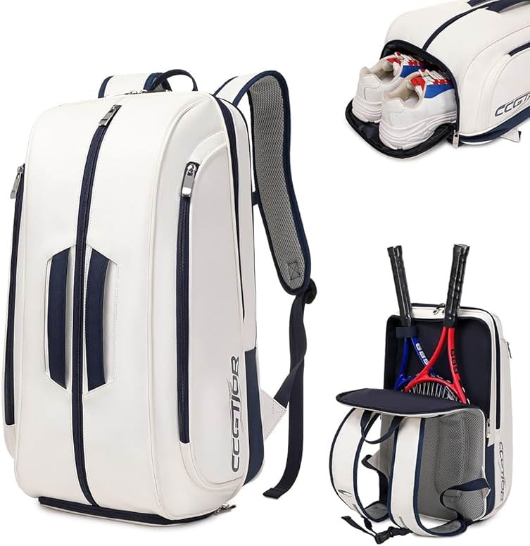 CCGTIOR Tennis Racket Bag Pickleball Padel Backpack With Shoe Compartment, Laptop Sleeve,Fence Hook,Ball Sleeve - Product Image