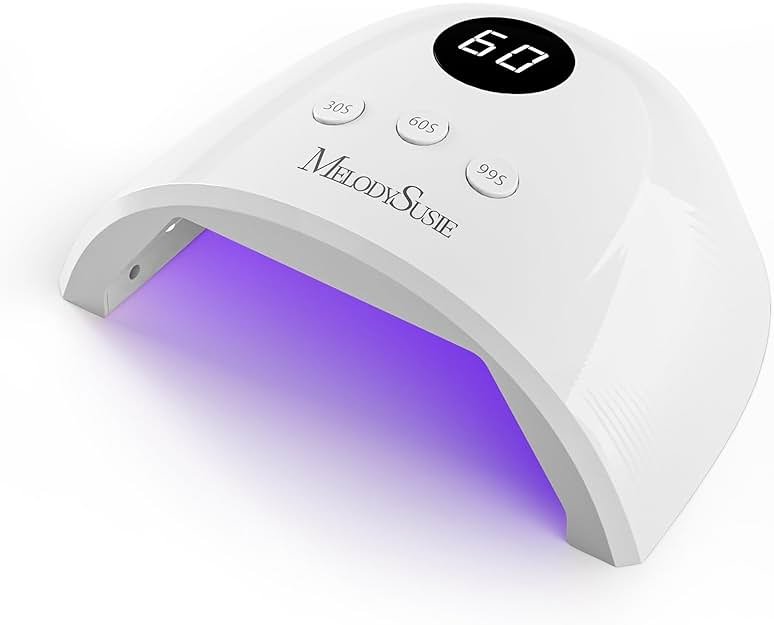 MelodySusie Compact Advanced UV LED Nail Lamp, P-Plus30F Nail Dryer with 3 Timers & Smart Sensor Cures All Gels, Especially Rhinestone Glue, Solid & Liner Gel Polishes for Advanced DIY at Home-White - Product Image