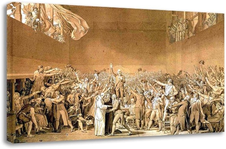 The Jeu de Paume Oath, Famous Wall Art, Oil Painting Reproductions, Modern Artwork On Canvas For Home,Classic Canvas Print Wall Decor 40x62cm Framed - Product Image