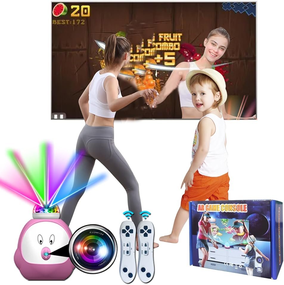 TV Game Console with 100+ Games, 2 Wireless Controllers, HDMI Plug & Play - Includes 30 Sportsgame & 17 AR Games - Birthday Christmas Xmas Gifts for Girls Boys , Age 3+ - Product Image