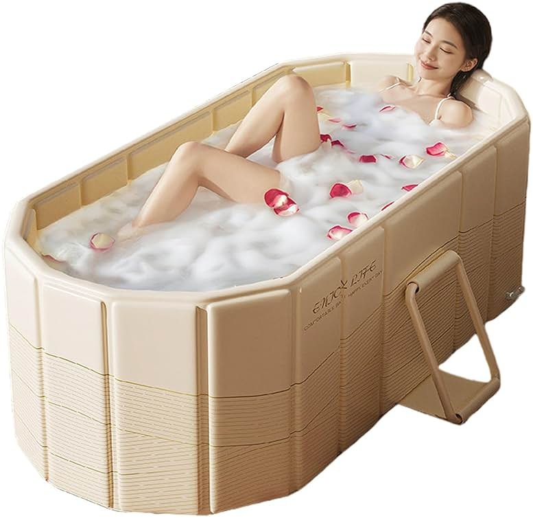 Foldable Bathtub for Adult Large 59'in Collapsible tub Portable Bathtub for Bathroom Folding SPA Tub for Shower Stall, Ideal for Small Spaces - Product Image