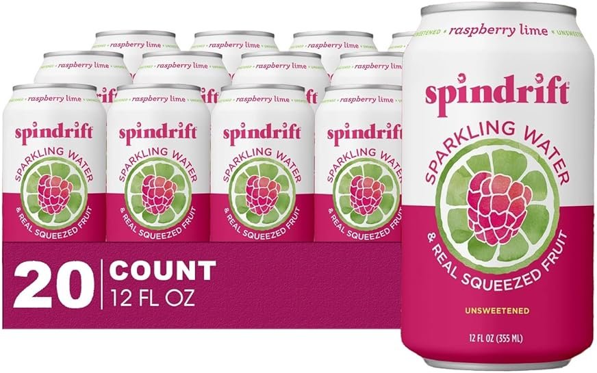 Spindrift 20- Pack of Raspberry Lime Sparkling Water & Real Squeezed Fruit 12 fl oz Can - Product Image