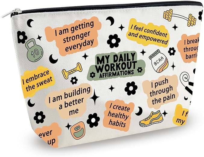 Gym Gifts for Women Workout Gifts for Women Gym Bag for Fitness Lovers Fitness Athletic Trainer Gift Workout Bag Daily Affirmations Makeup Bag Inspirational Mental Health Gift for Female - Product Image