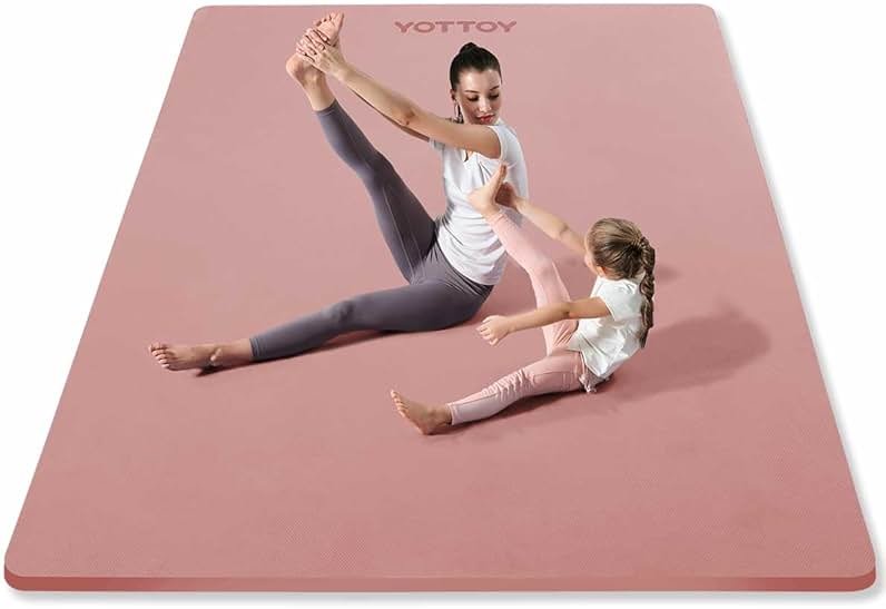 YOTTOY Large Yoga Mat (75 * 52 * 1/2inch),Extra Wide TPE Exercise Mat,Non-Slip Workout Mat for Pilates, Fitness, Barefoot, Home Gym Studio with Strap and Towel - Product Image