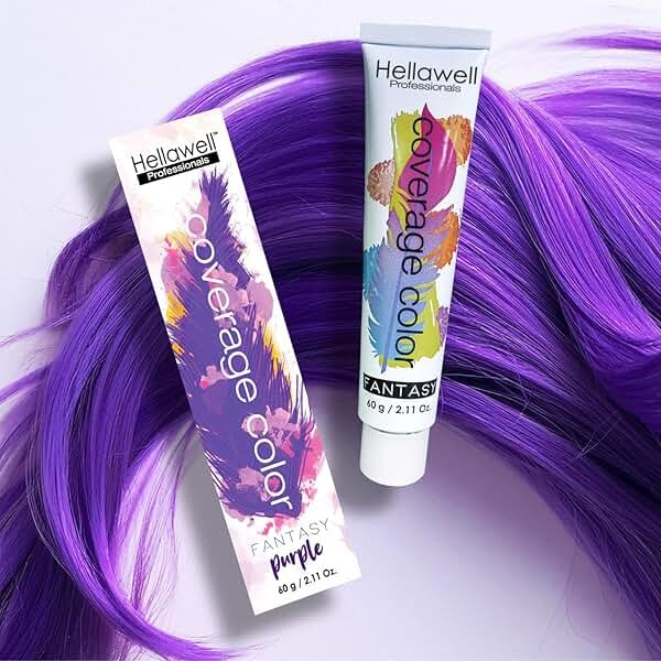 Hellawell Professional Hair Dye. Coverage Color Fantasy - Semi-permanent oxidation coloring cream. Purple 2.11oz. - Product Image