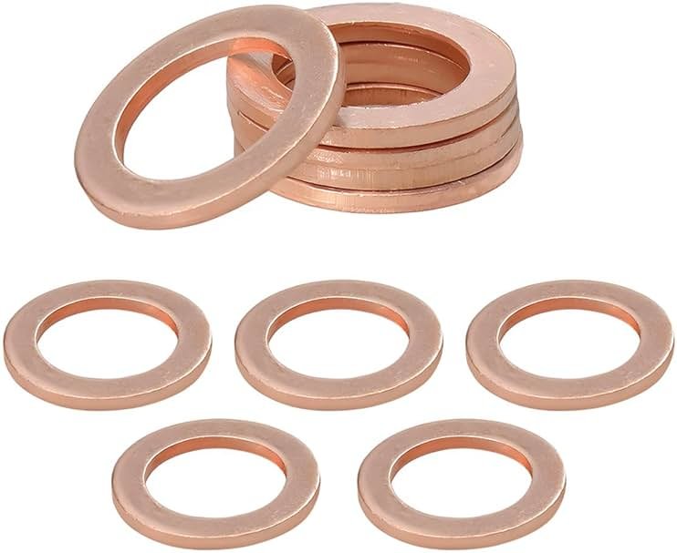 Wevdn 10 PCS Oil Drain Plug Gasket, 14mm Cooper Crush Washer Oil Sealing Gaskets, Automotive Replacement Drain Plug Gaskets Compatible with OEM PN Part 007603-014106, Car Accessories - Product Image