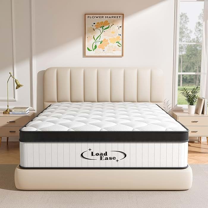 LoadEase King Size Mattress,12 Inch King Mattress in a Box for Back Pain Relief, Upgrade Memory Foam and Pocket Coils Spring, Medium Firm, Excellent Motion Isolation, Edge Support, 80x76x12 - Product Image