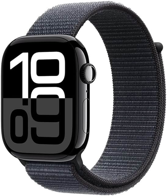 Apple Watch Series 10 [GPS, 46mm] - Jet Black Aluminum Case with Ink Sport Loop (Renewed) - Product Image