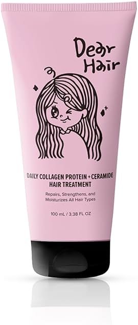 DEAR HAIR Daily Collagen Protein Ceramide Hair Treatment for Dry, Damaged Hair, Bond Repair Deep Conditioning Mask with Hydrolyzed Collagen & Pea Protein, 3.3fl.oz | 100ml - Product Image