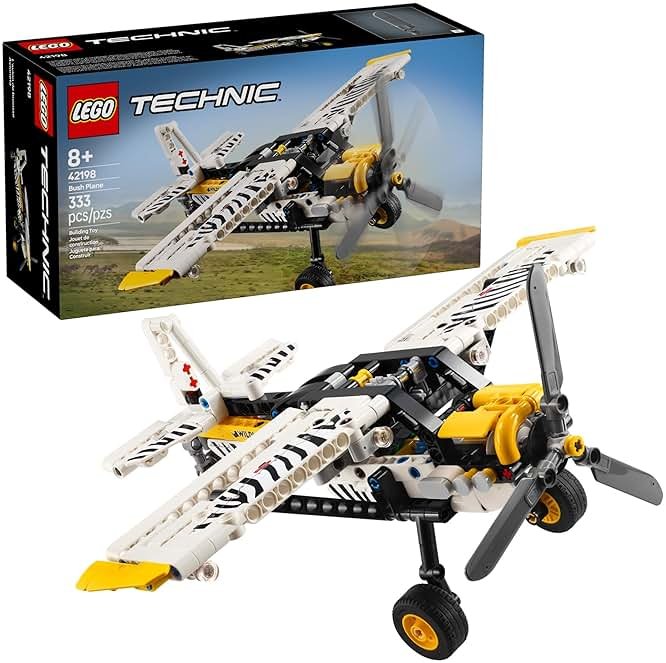 LEGO Technic Bush Plane Toy - Buildable Airplane Toy for Kids, Boys and Girls, Ages 8+ - Model Airplane Gift with Spinning Propeller, 4-Cylinder Piston Engine, and More - 42198 - Product Image