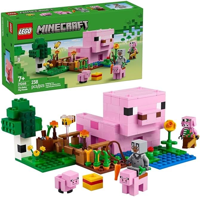 LEGO Minecraft The Baby Pig House Toy Figures and Playset - Building Minecraft Toy for Kids, Boys and Girls, Ages 7+ - Gift for Birthdays - with 2 Minifigures for Pretend Play - 21268 - Product Image
