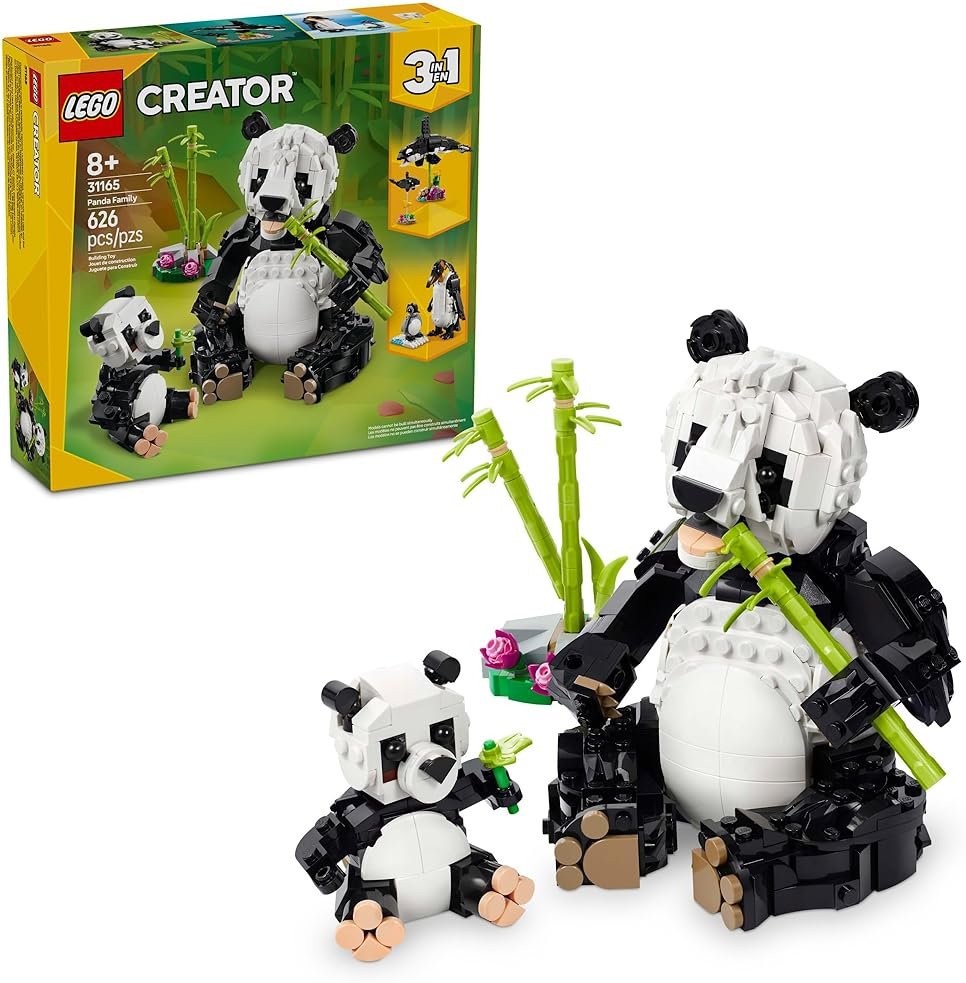 LEGO Creator 3 in 1 Wild Animals Panda Family - Building Toy Kit for Kids with 3 Building Options, Panda, Penguin, or Orca - 8 Year Old Girl & Boy Birthday Gifts - 31165 - Product Image