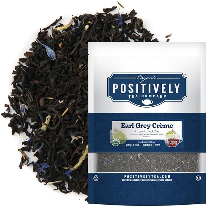 Organic Positively Tea Company, Earl Grey Crème Black Tea, Loose Leaf, 16 Ounce - Product Image