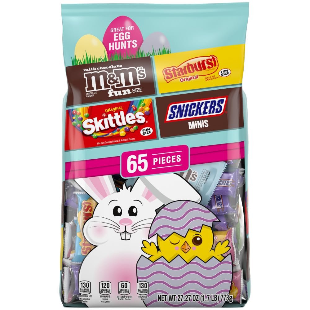 M&M'S, SKITTLES Original, SNICKERS, MILKY WAY & STARBURST Chocolate and Fruity Easter Candy for Easter Baskets and Eggs, 27.27 Ounce Bag - Product Image