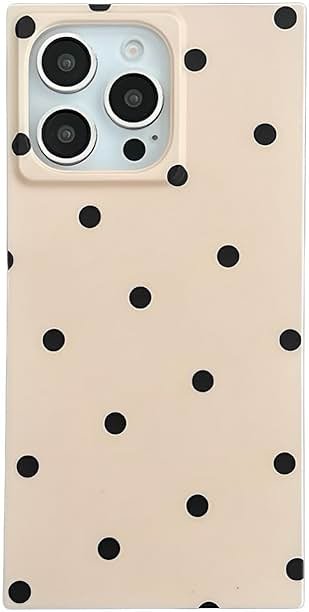 Reezaddin Polka Dots Matte Rectangle Phone Case Compatible with iPhone 16 Pro Max Cute Retro Vintage Boho Stylish Design Slim Protective Girly Cover(i16promax 6.9",Nude Almond) - Product Image