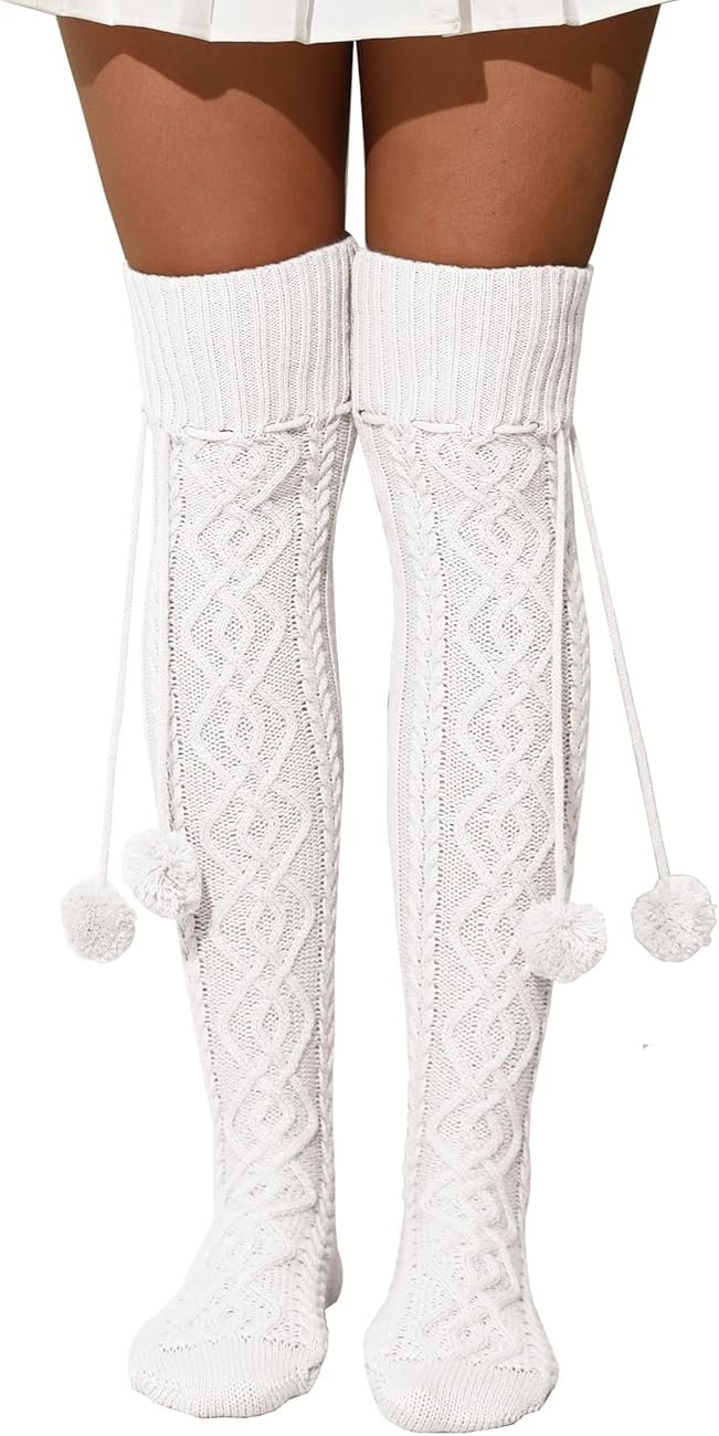 SherryDC Women's Cable Knit Thigh High Socks Over the Knee Leg Warmers Long Winter Boot Stockings - Product Image
