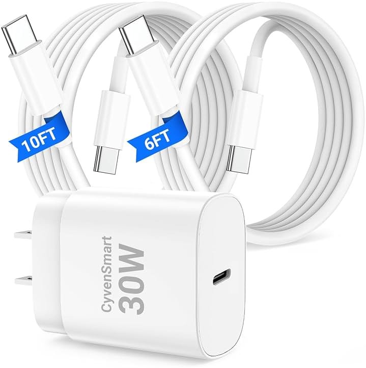 USBC Charger Block for iPhone 16 15 Pro Max Plus Charger Fast Charging,30w Usb-C Fast Charger Adapter 6+10Ft USB Type C to USB C Cable for I Phone 16 15 ProMax Plus iPad Pro Air Mini-30 Watt Certified - Product Image