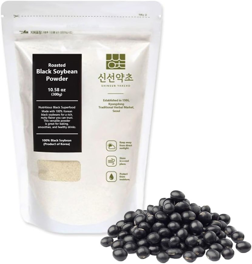 KOREAC_ Korean Roasted Black Soy Bean Powder 300g(10.6 oz), 100% Natural, Nourishing Black Food, Rich & Savory, 검은콩가루 (300g(10.6 oz)_1Pack) - Product Image