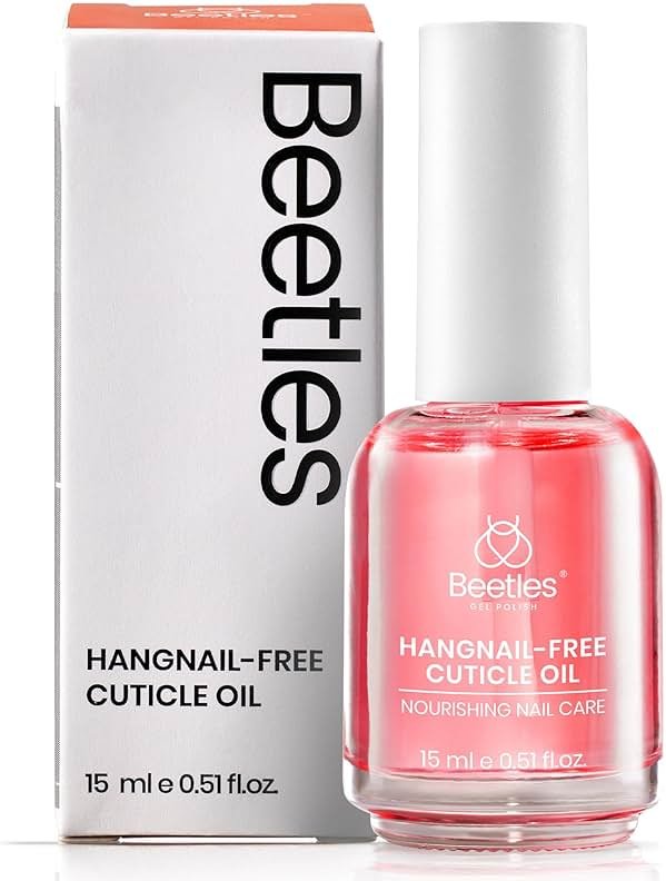 Beetles Cuticle Oil for Nail & Cuticle Care, 15ml Natural Rose Smell Oil with Vitamin E Nourish Condition Dry Stronger Nails SPA & Hand Manicure DIY Salon Needs Gifts for Her Women - Product Image