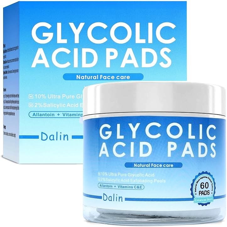 Glycolic Acid Pads, 10% Ultra Pure Glycolic Acid & 2% Salicylic Acid, Exfoliating Peel Pads for Face, Effective Chemical Peel, Keeps Skin Smooth and Prevents Wrinkles and Lines - 60 Pads - Product Image
