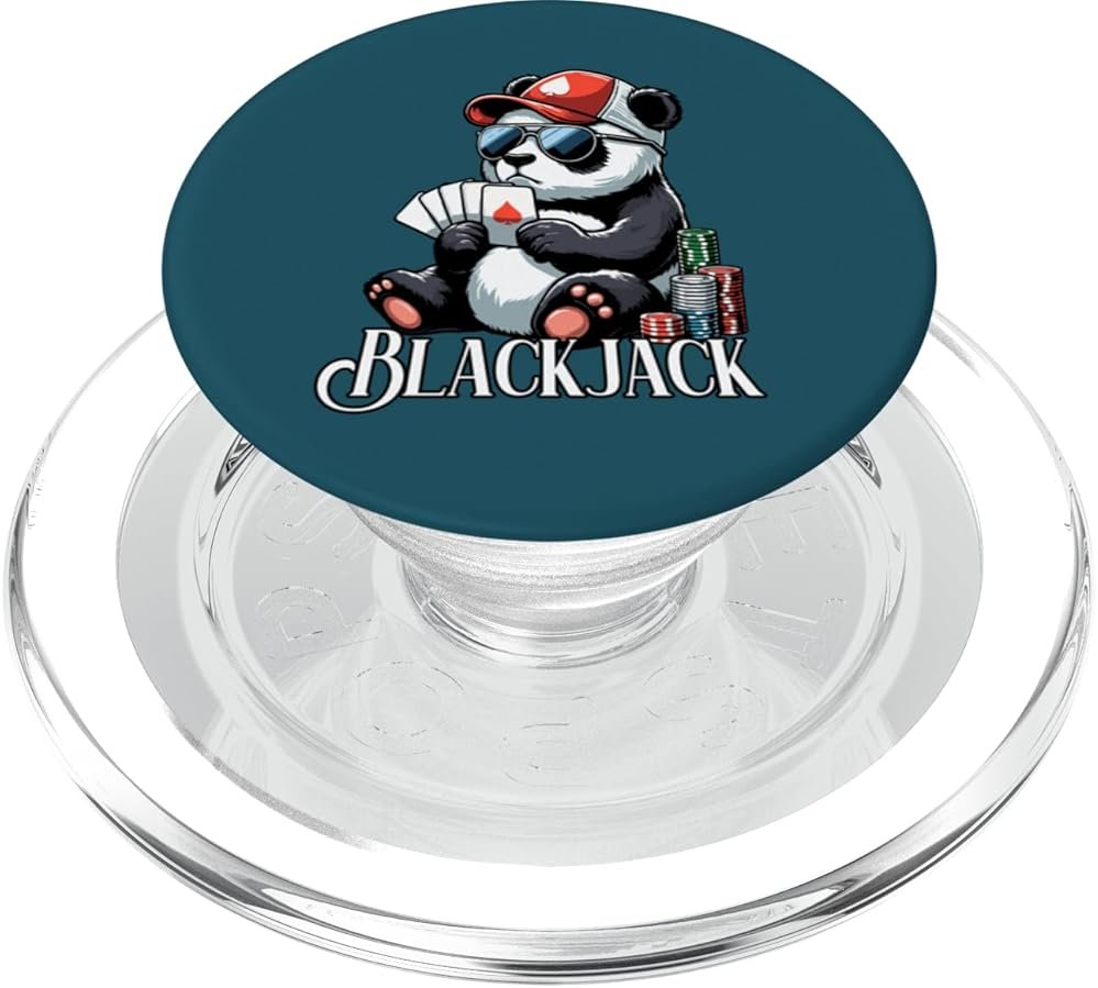 Blackjack Panda Playing Cards Gambling Panda PopSockets PopGrip for MagSafe - Product Image