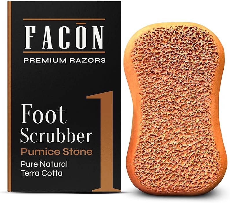 Facón Pumice Stone for Feet Callus Remover - Terra-Cotta Foot Scrubber with 2 Sides, 100% Pure Natural Foot Pumice Stone, Pedicure Pumice Stone Scrubber, Foot Exfoliator, Removes Calluses & Dead Skin - Product Image