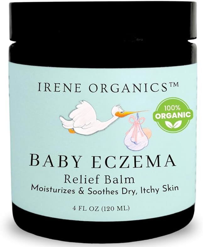 Irene Organics Baby Eczema Relief Balm, Healing Ointment Baby Moisturizing Cream for Eczema, Dry, Itchy Skin. Award Winning Baby Skincare for Sensitive Skin, Safe for Newborns, Kids and Adults - Product Image