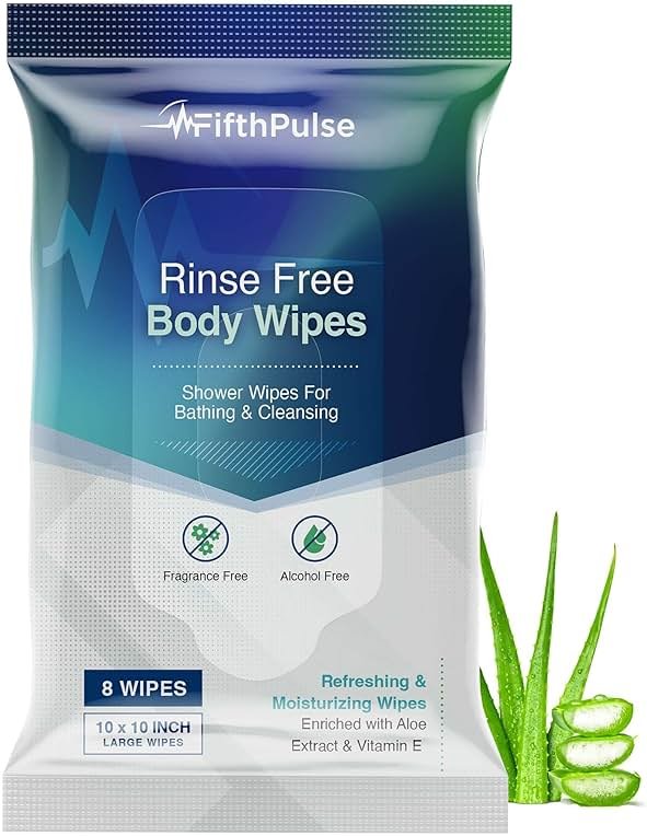 XL Adult Body Wipes for Women and Men - 1 Pack of 8 Travel Cleansing Wipes - 10x10 Large for Camping, Gym, Travel, and More - Product Image