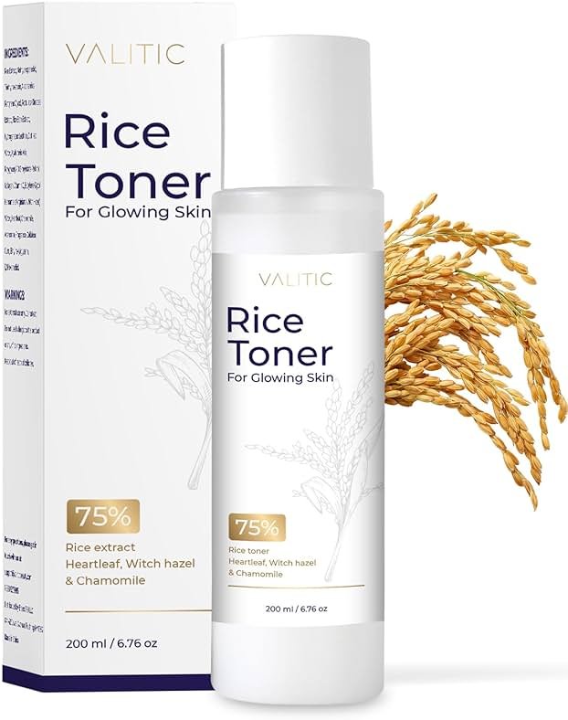 VALITIC Rice Toner - 75 Rice Extract Milky Toner for Face with Niacinamide, Heartleaf, Witch Hazel and Chamomile Essence - Facial Glass Skin Hydrating Skin Care - 200 ml, 6.76 fl oz - Product Image
