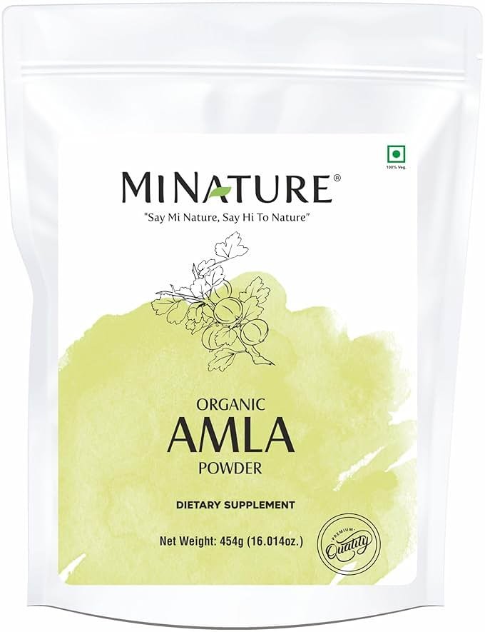 Mi Nature Amla Powder by mi nature| Amalaki or Indian Gooseberry |Vitamin C |454g (16 oz) | Non-GMO |Pure & natural | Raw, Vegan, Gluten-free | Made in India Preservatives free - Product Image