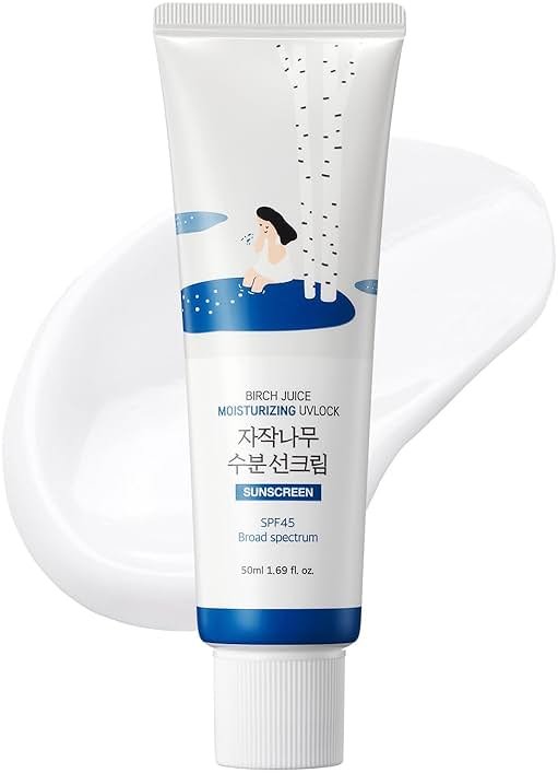 ROUND LAB Birch Juice Moisturizing UV LOCK SPF 45, 1.69 Fl Oz, Hydrating Lotion-like Lightweight Glow Sunscreen for Sensitive Skin, No White Cast, Fragrance-Free, Protector Solar, Korean Sunscreen - Product Image
